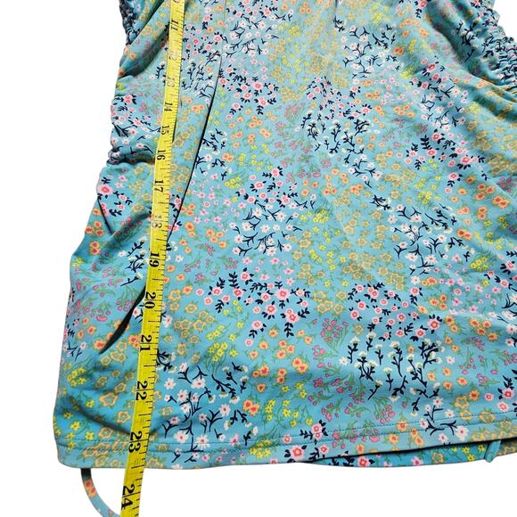 Lands' End Ruched Sides V-Neck Underwire Tankini Top Micro Floral Size 6 - Picture 11 of 12